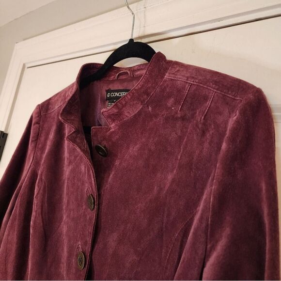 C Concept 100% leather plum colored jacket Size 10 - Picture 3 of 5
